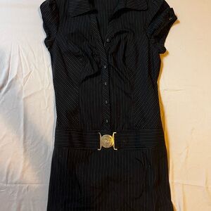 Elegant Black Pinstripe Dress